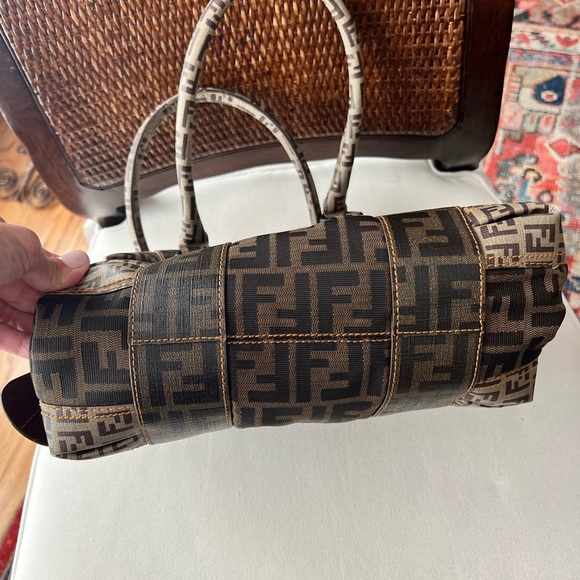 Fendi | Tobacco Zucca Coated + Canvas Mix Handbag - Picture 5 of 12